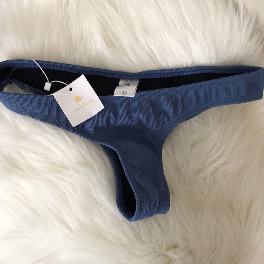 NWT Ana Bikinis Brazilian cut Blue bikini bottoms L